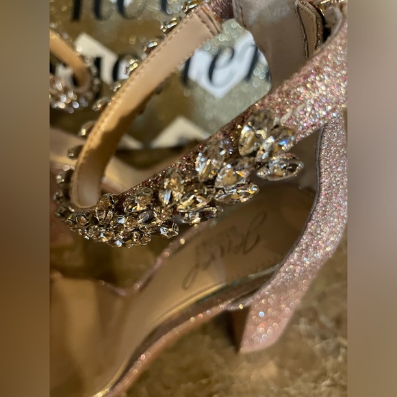 JEWEL BADGLEY MISCHKA Beautiful Rose Gold Evening Heels Size 8 W/Accessory Set - Picture 6 of 15